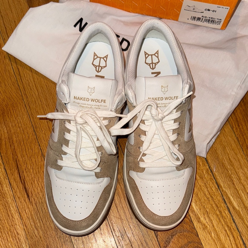 Naked Wolfe White and Tan Sneakers - Picture 9 of 10